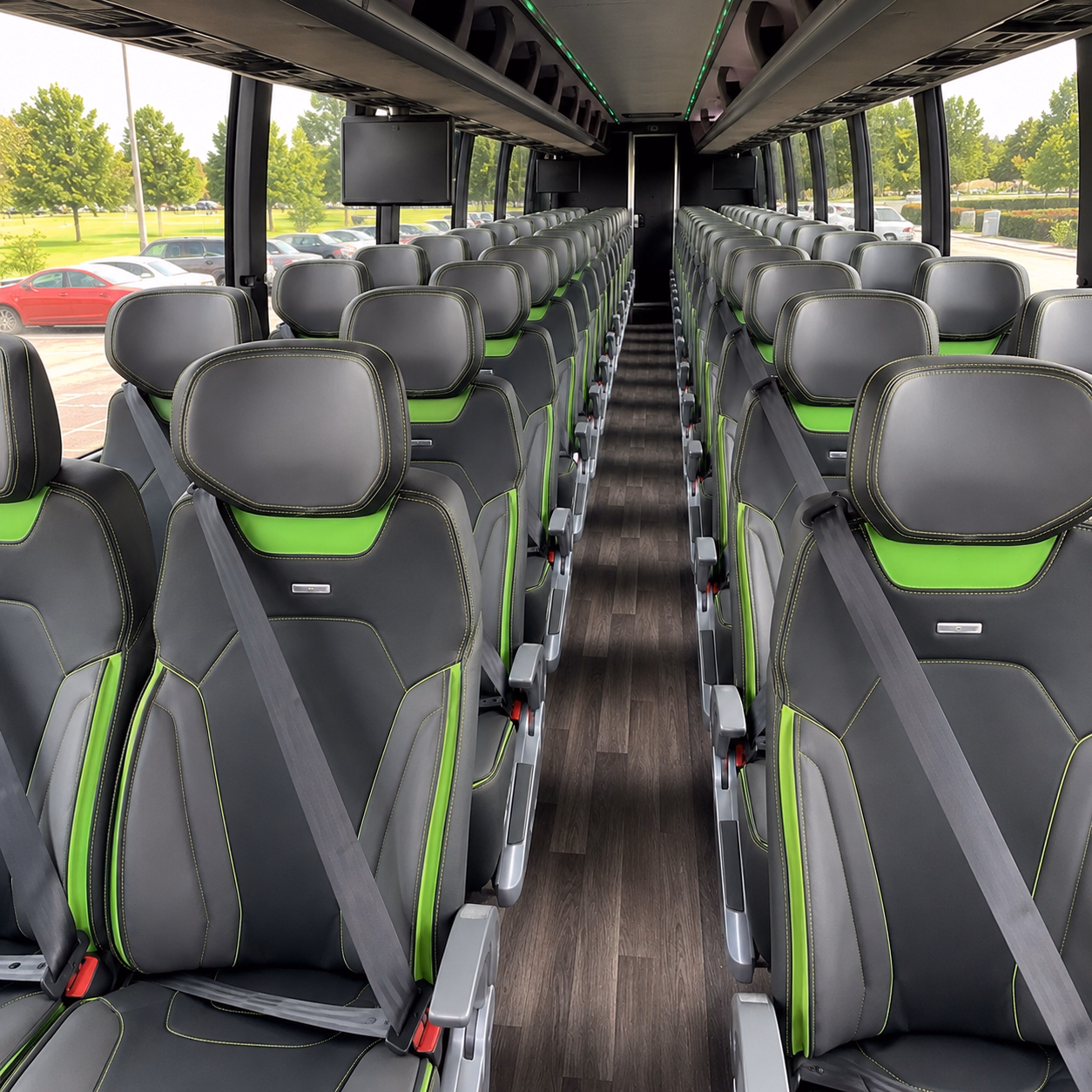 compton charter bus rental interior