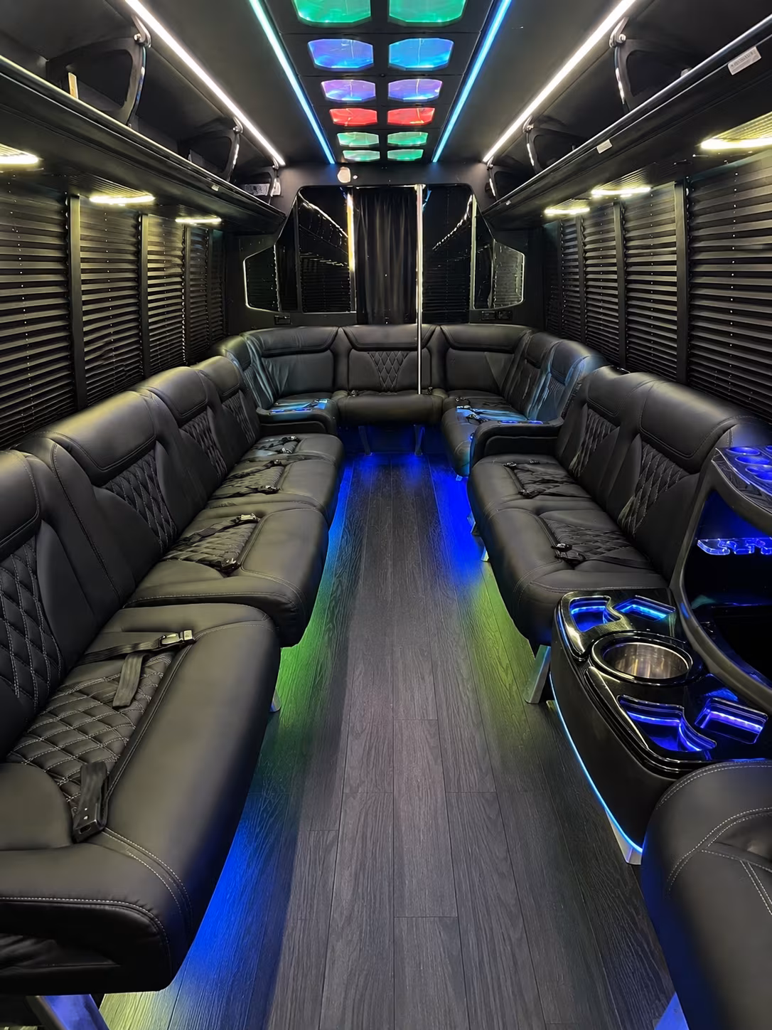 hawthorne 20 passenger party bus interior