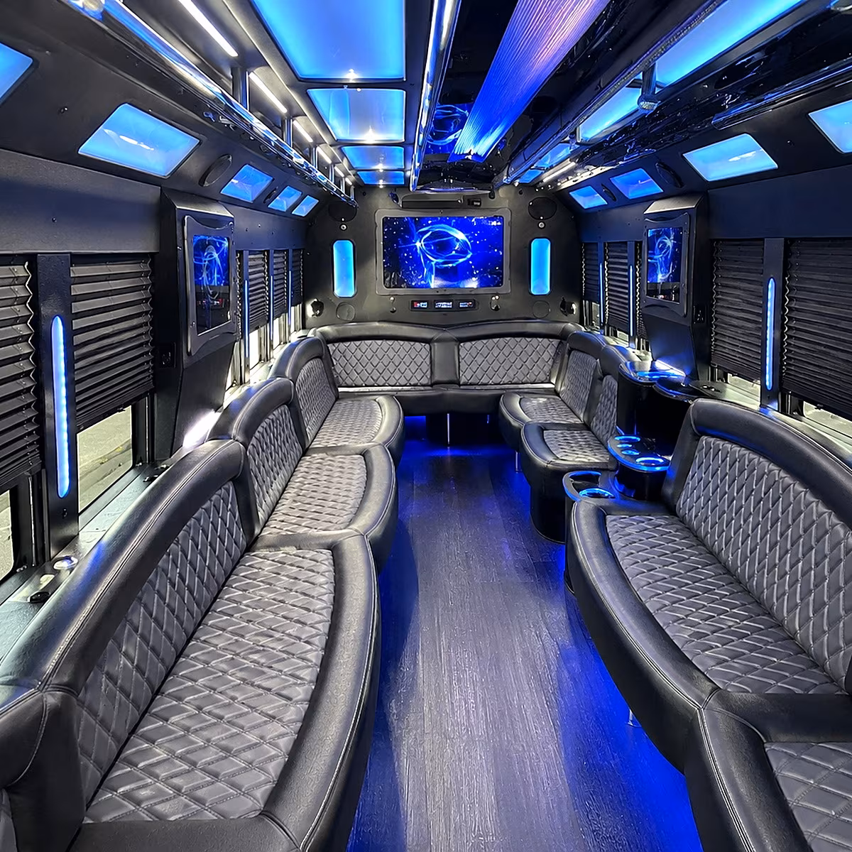 hawthorne 50 passenger party bus interior